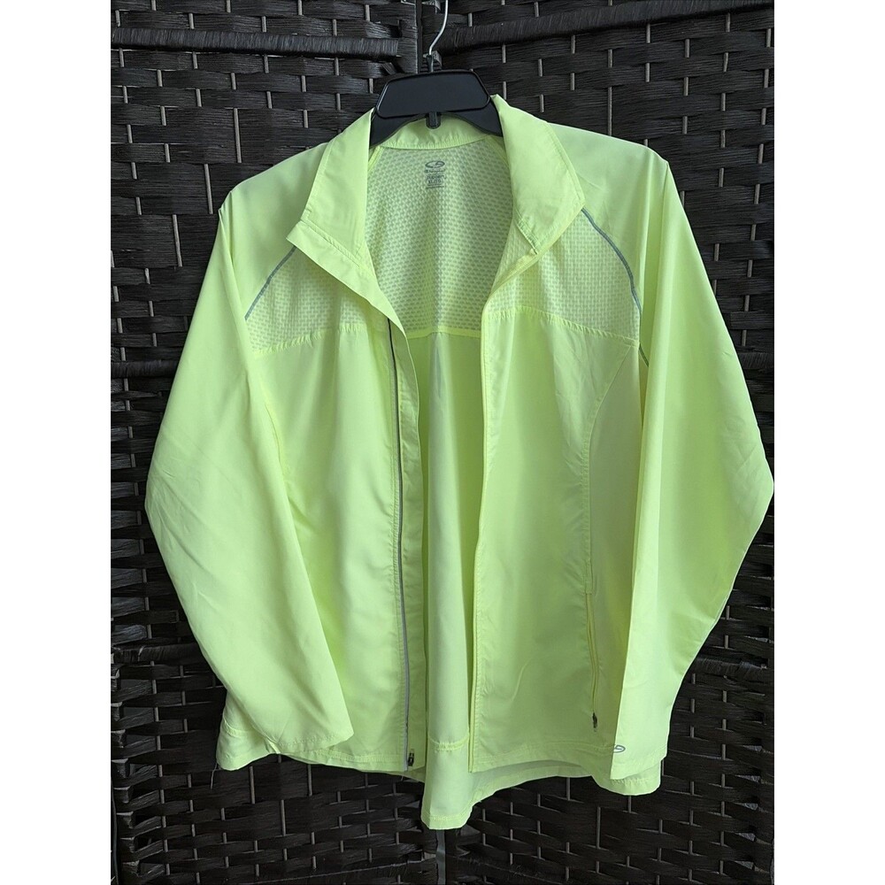 Champion Neon Lime Green Full Zip Windbreaker Jacket Size XL